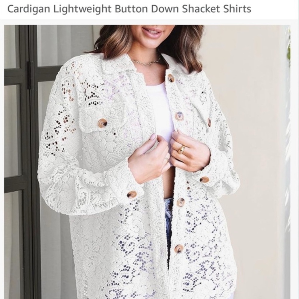 White Lace Button Down Shacket